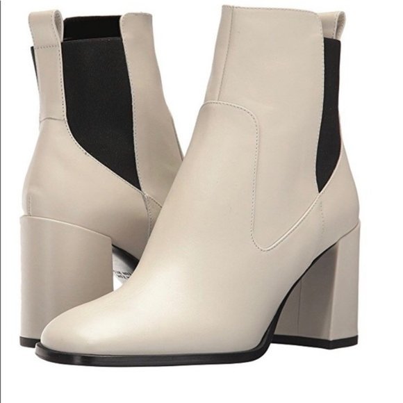 Via Spiga Delaney White Leather Square Toe Boots Size 8M - Picture 12 of 12